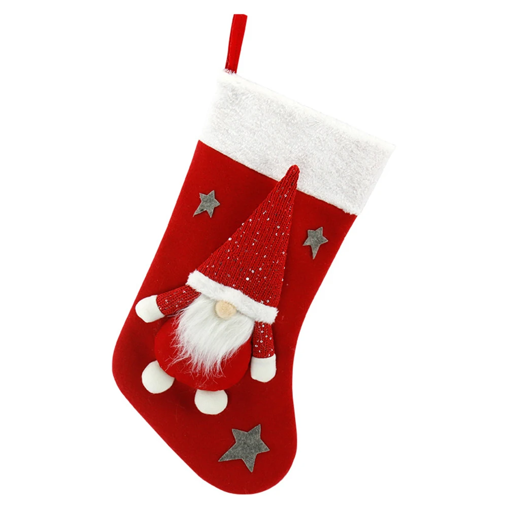 Christmas Plush Santa Claus Fa - Christmas Stocking Hanging avaliação e preço