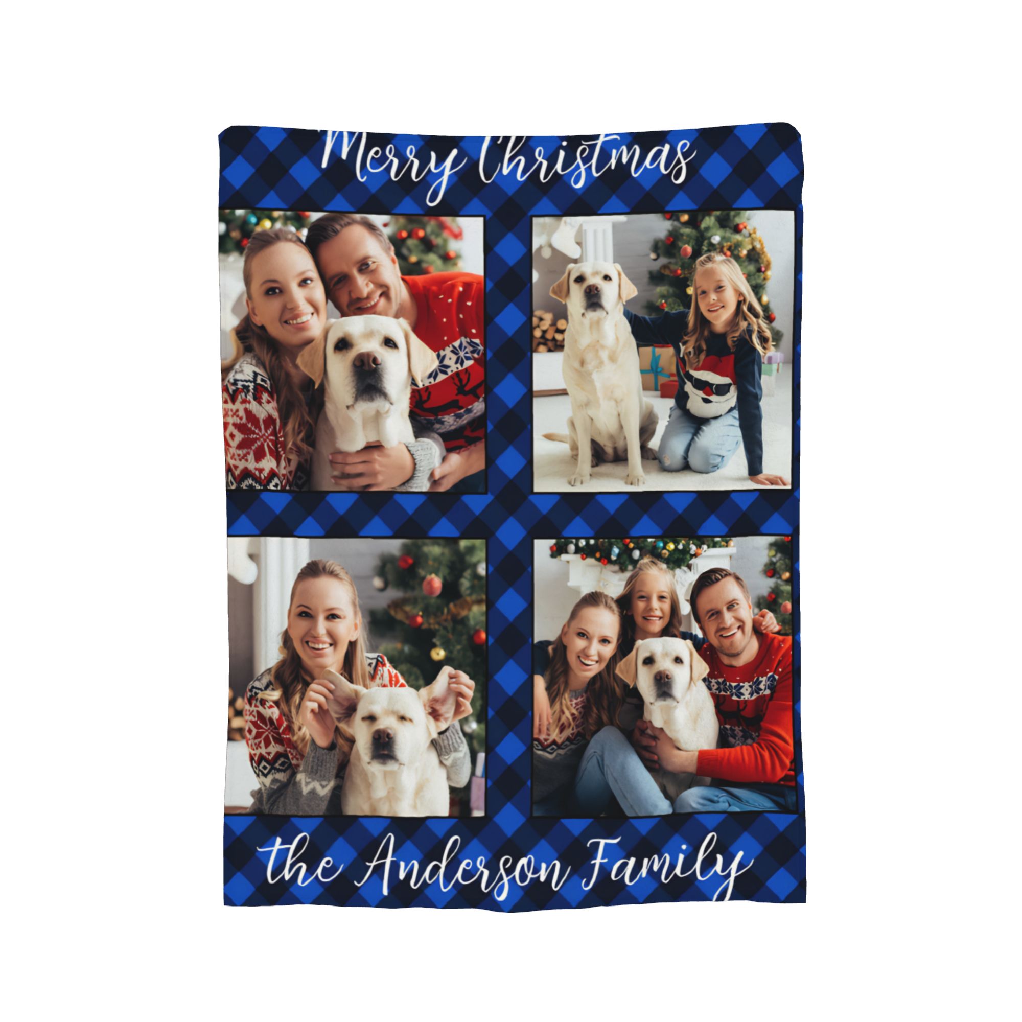 Family 4 Pictures Personalized - Christmas Throw Blanket avaliação e preço
