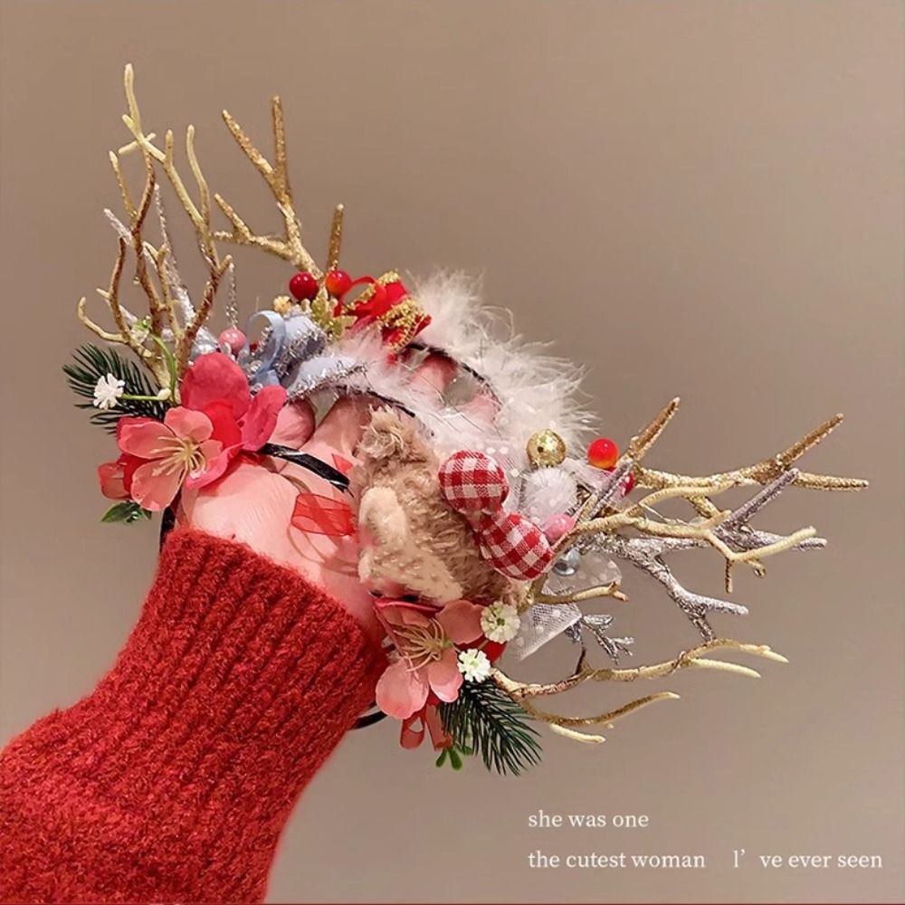 Plush LED Christmas Headband G - Reindeer Antlers Headband avaliação e preço