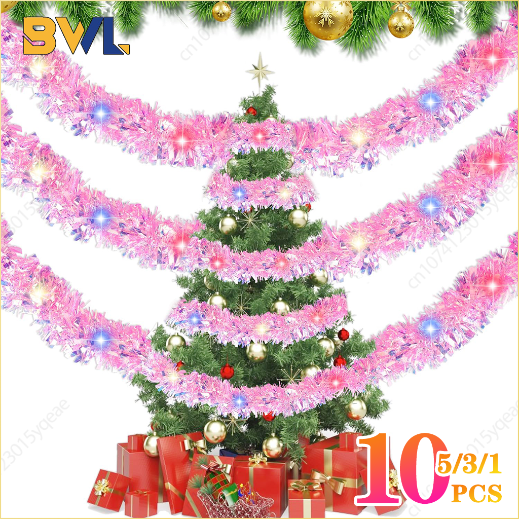 1-10PCS Pink Tinsel Garland Sh - Tinsel Garland Decoration avaliação e preço