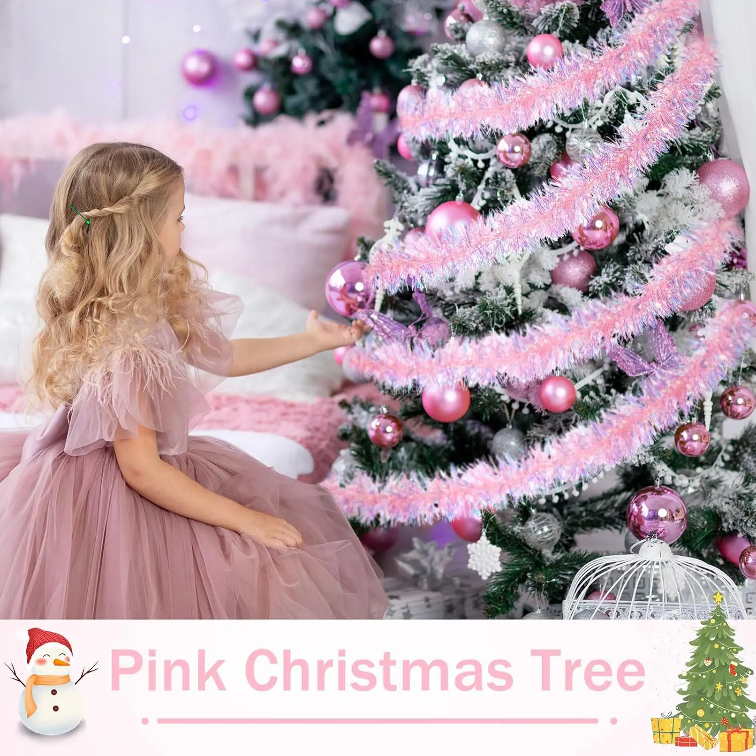 1-10PCS Pink Tinsel Garland Sh - Tinsel Garland Decoration avaliação e preço