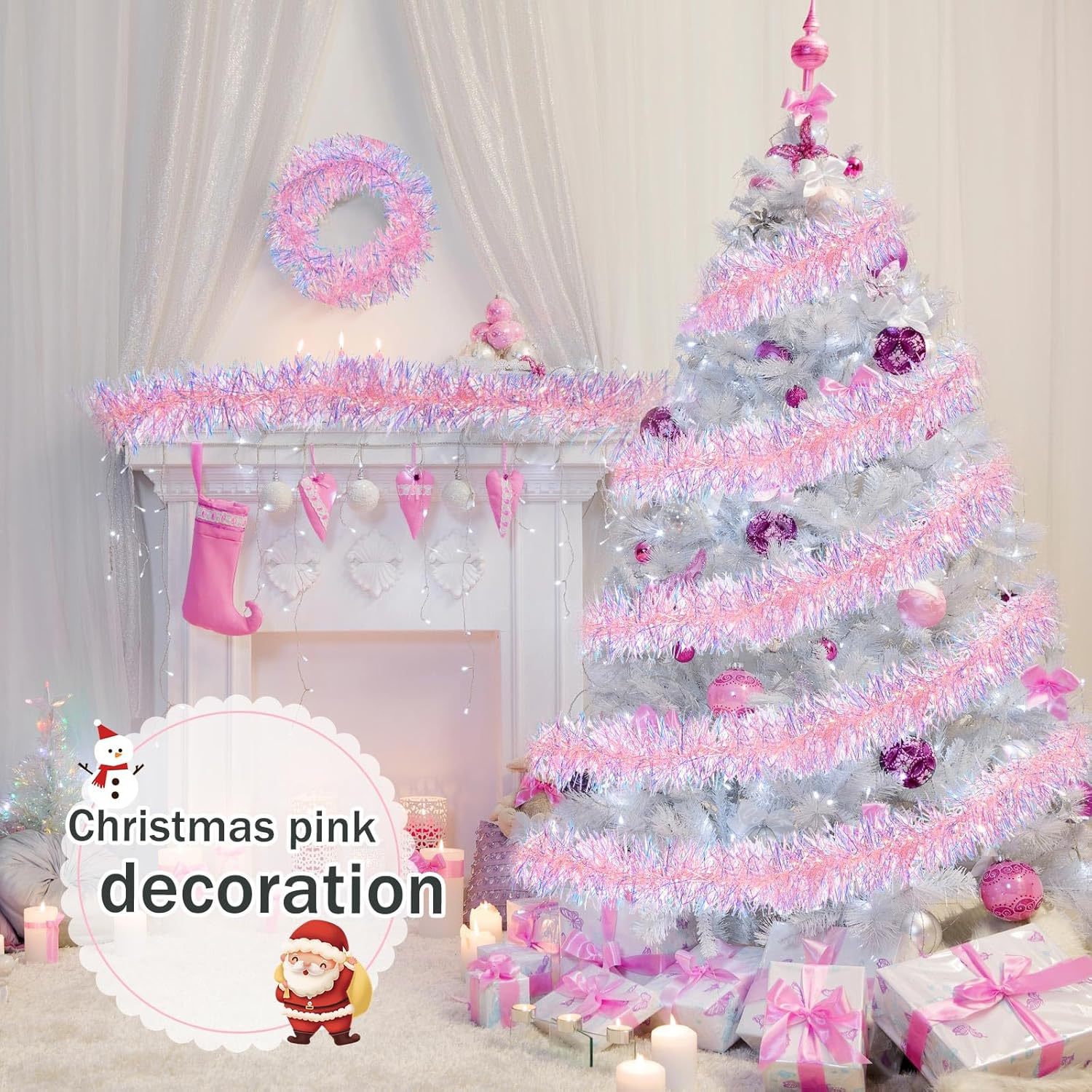 1-10PCS Pink Tinsel Garland Sh - Tinsel Garland Decoration avaliação e preço