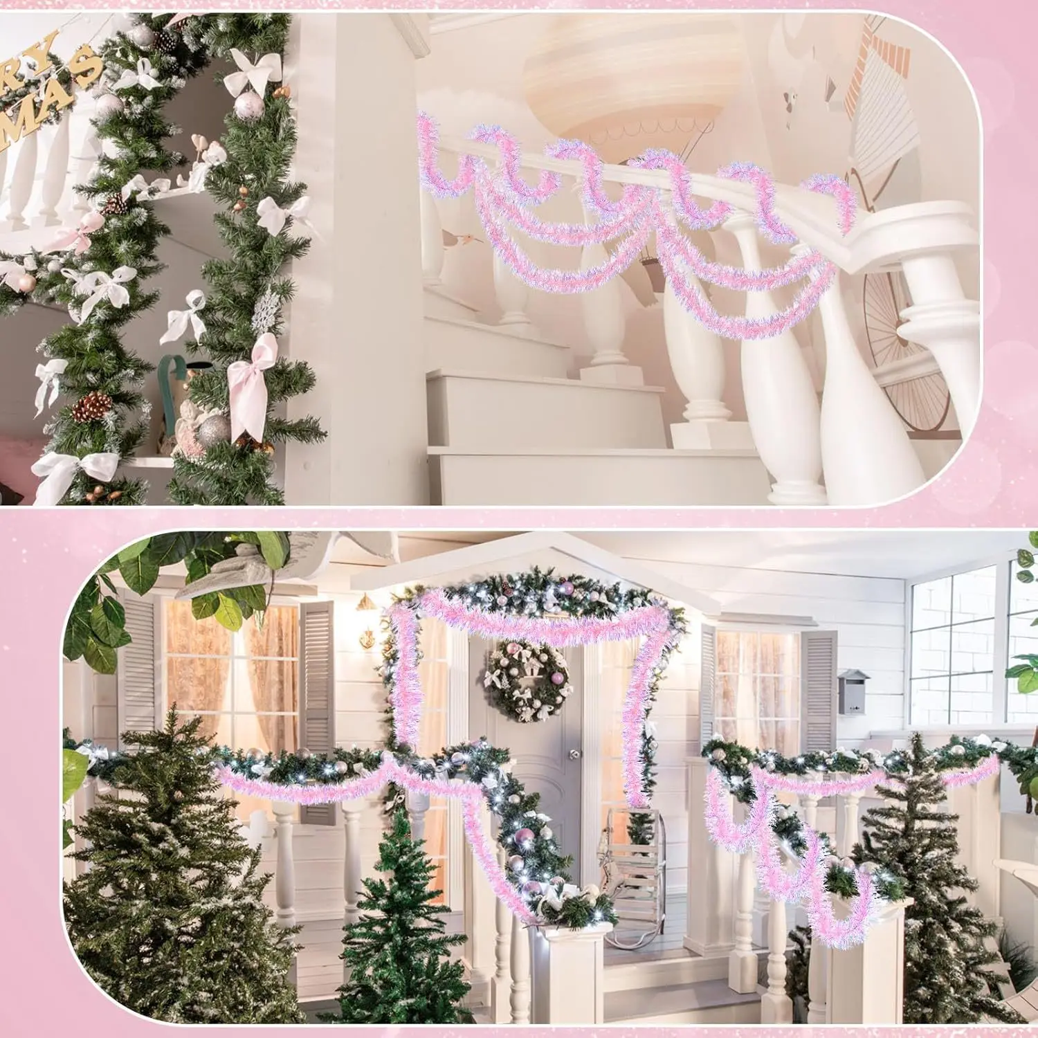1-10PCS Pink Tinsel Garland Sh - Tinsel Garland Decoration avaliação e preço