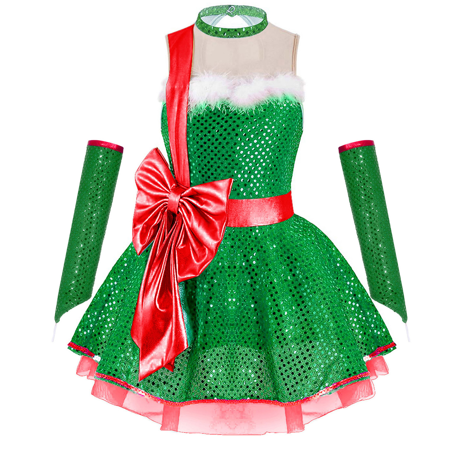 Teen Girls Christmas Sleeveles - Elf Costume Christmas avaliação e preço