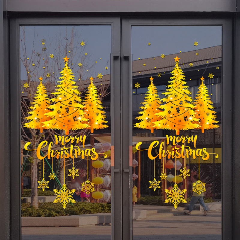 Gold Christmas Tree Snowflake  - Snowflake Window Decal avaliação e preço