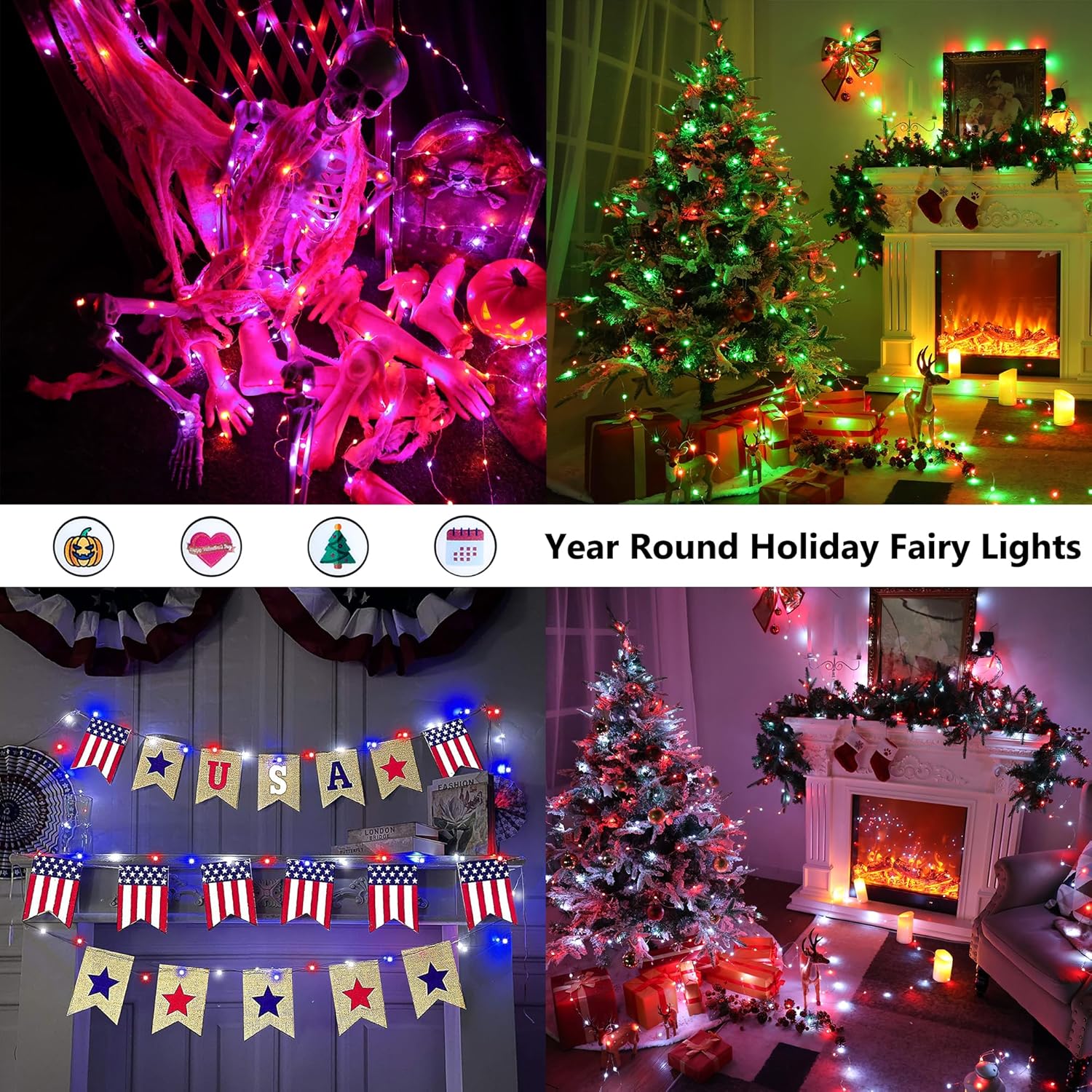 33ft 100 LED Red White Blue Fa - Led Fairy String Lights avaliação e preço
