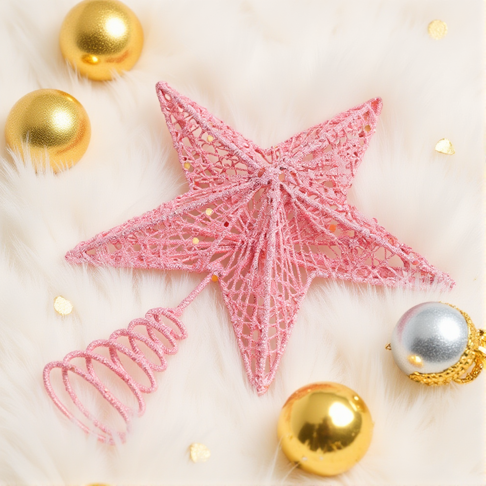 Christmas Pink Pentagon Top St - Star Tree Topper avaliação e preço