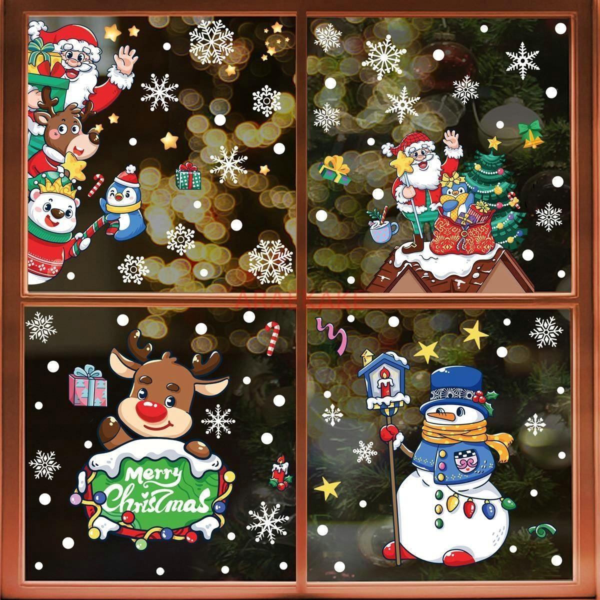 1set Snowman Static Window Sti - Snowflake Window Decal avaliação e preço