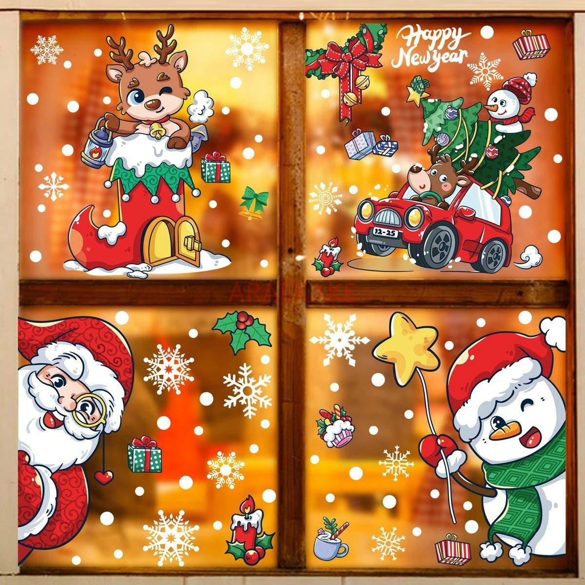 1set Snowman Static Window Sti - Snowflake Window Decal avaliação e preço