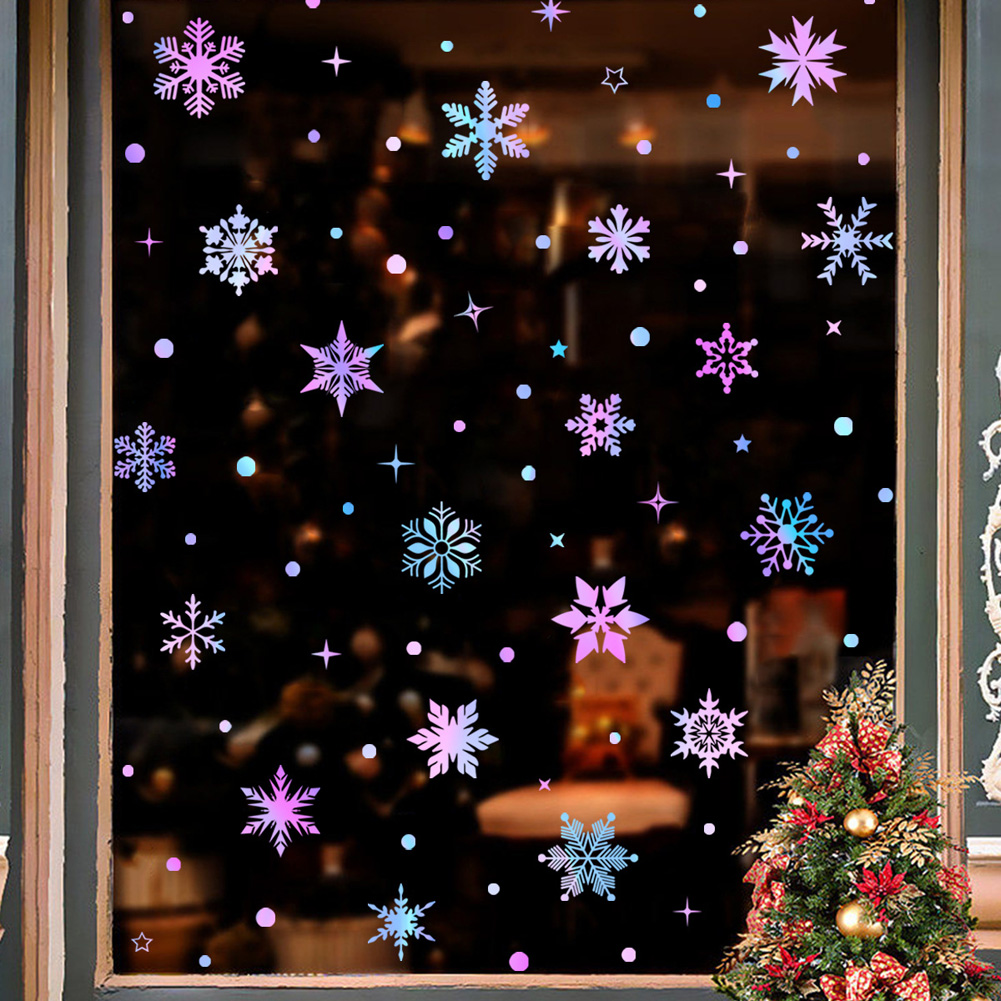 Colorful Luminous Snowflakes W - Snowflake Window Decal avaliação e preço