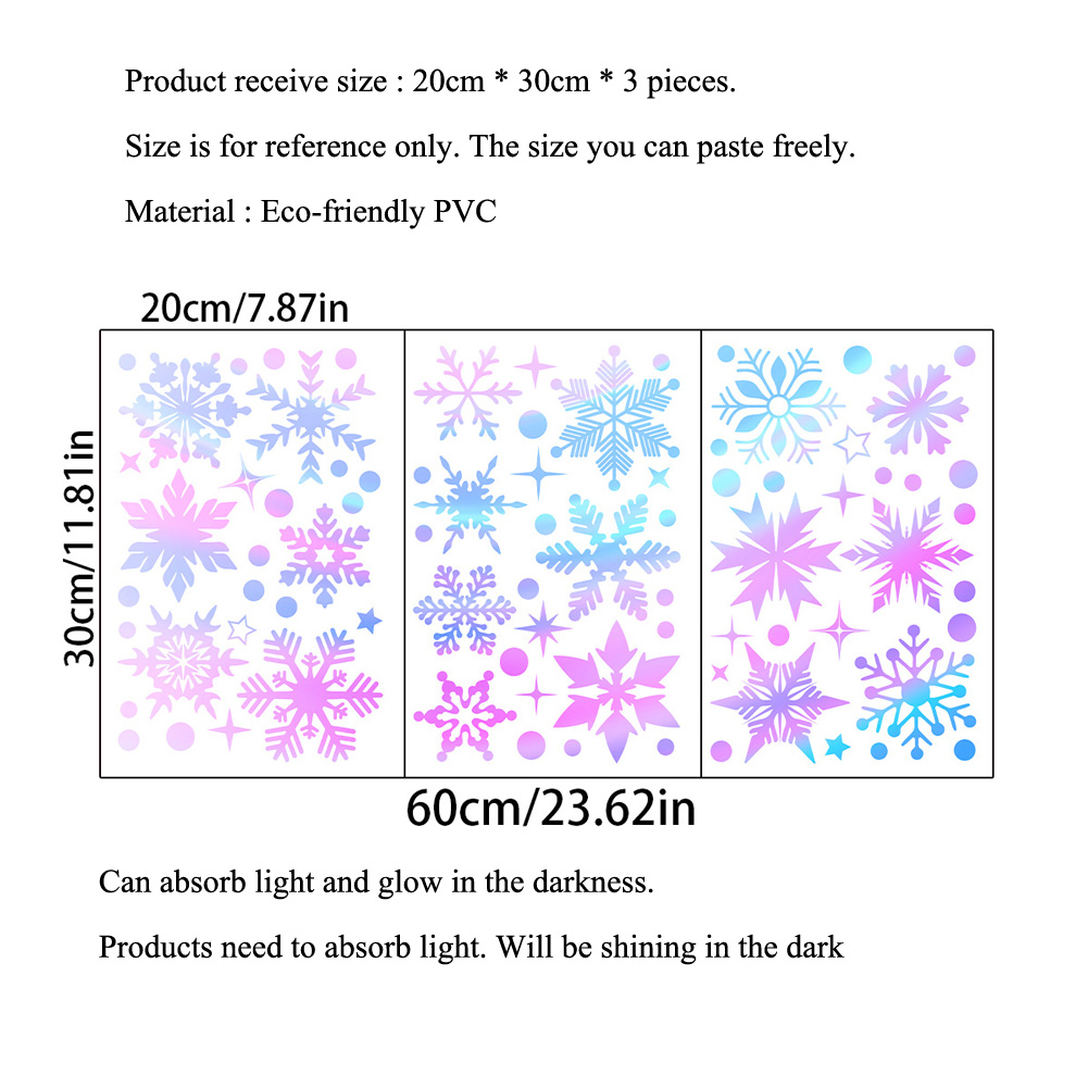 Colorful Luminous Snowflakes W - Snowflake Window Decal avaliação e preço