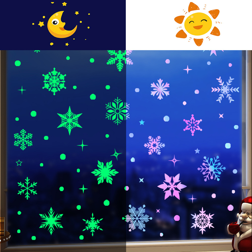 Colorful Luminous Snowflakes W - Snowflake Window Decal avaliação e preço
