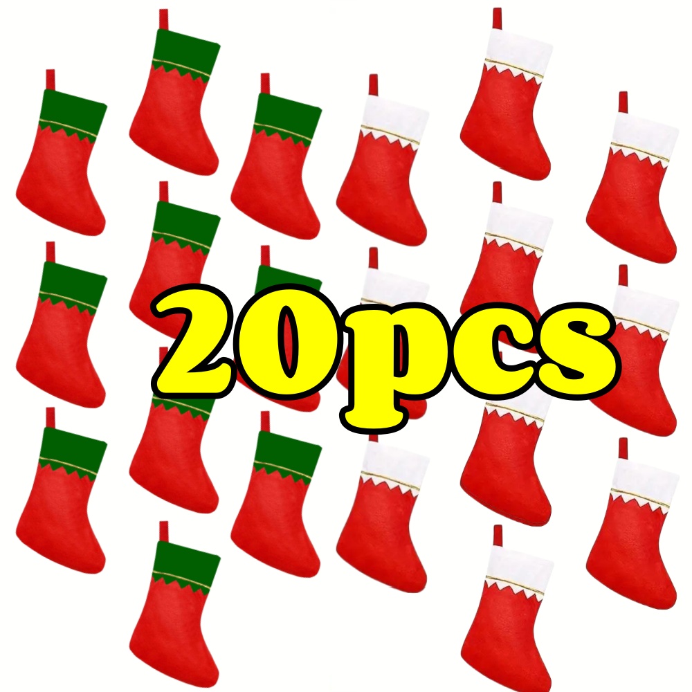 12pcs Red Felt Christmas Stock - Christmas Stocking Hanging avaliação e preço