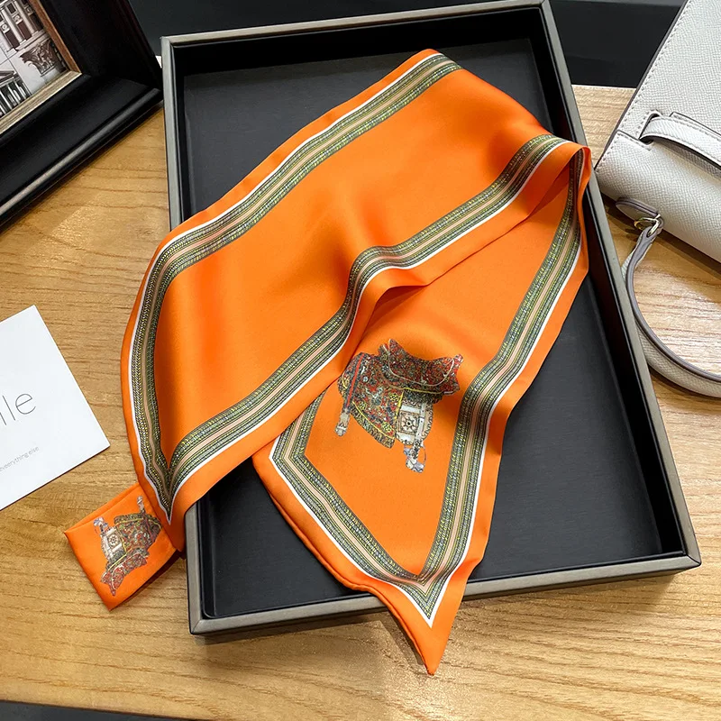 Retro Print Skinny Silk Scarfs - Ribbon Bow Gift avaliação e preço