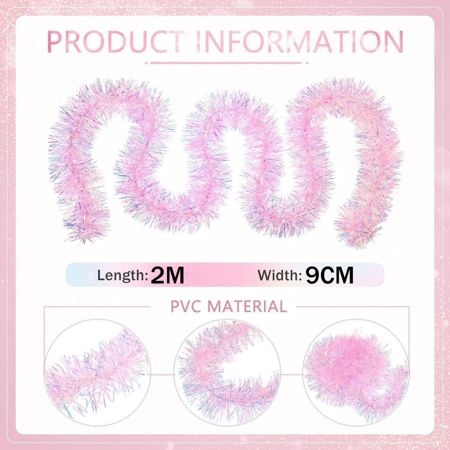 2M Pink Christmas Tinsel Garla - Tinsel Garland Decoration avaliação e preço