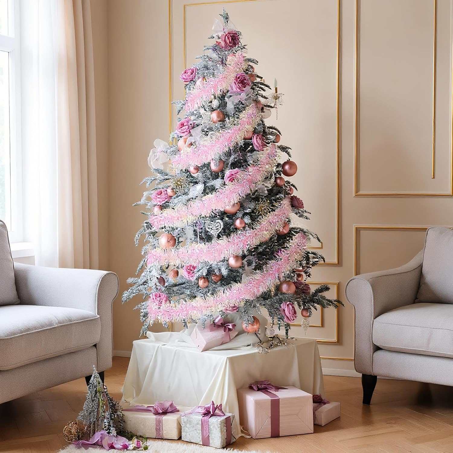 2M Pink Christmas Tinsel Garla - Tinsel Garland Decoration avaliação e preço