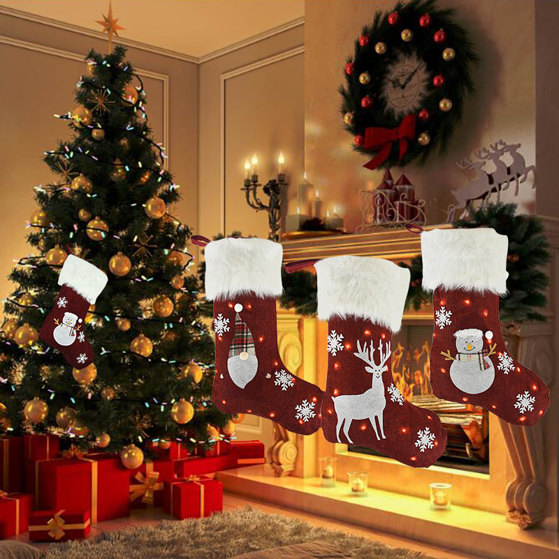 Christmas Socks With Led Light - Christmas Stocking Hanging avaliação e preço