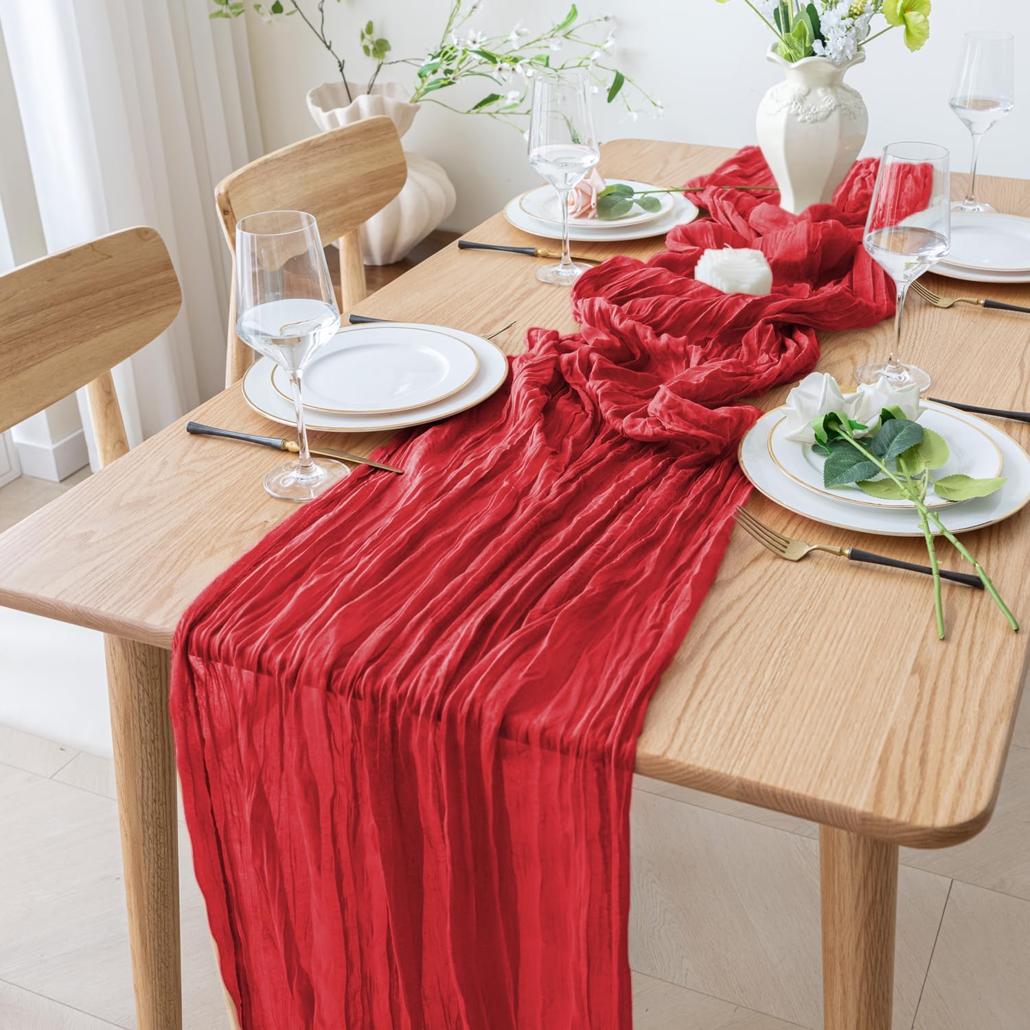 1.8/3/4M Long Red Table Runner - Christmas Table Runner avaliação e preço