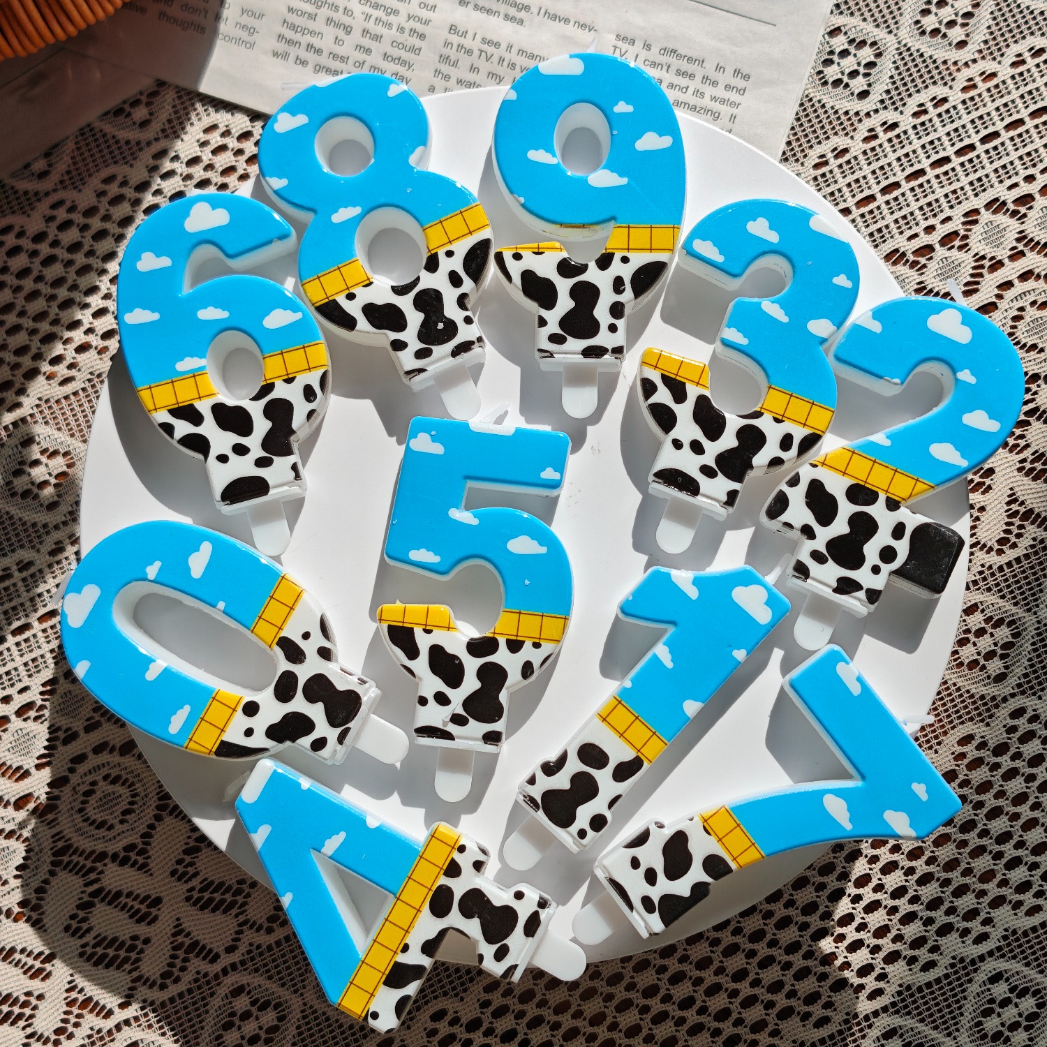 1PC,Number 1-9Blue Sky and Whi - Holiday Candle Set avaliação e preço