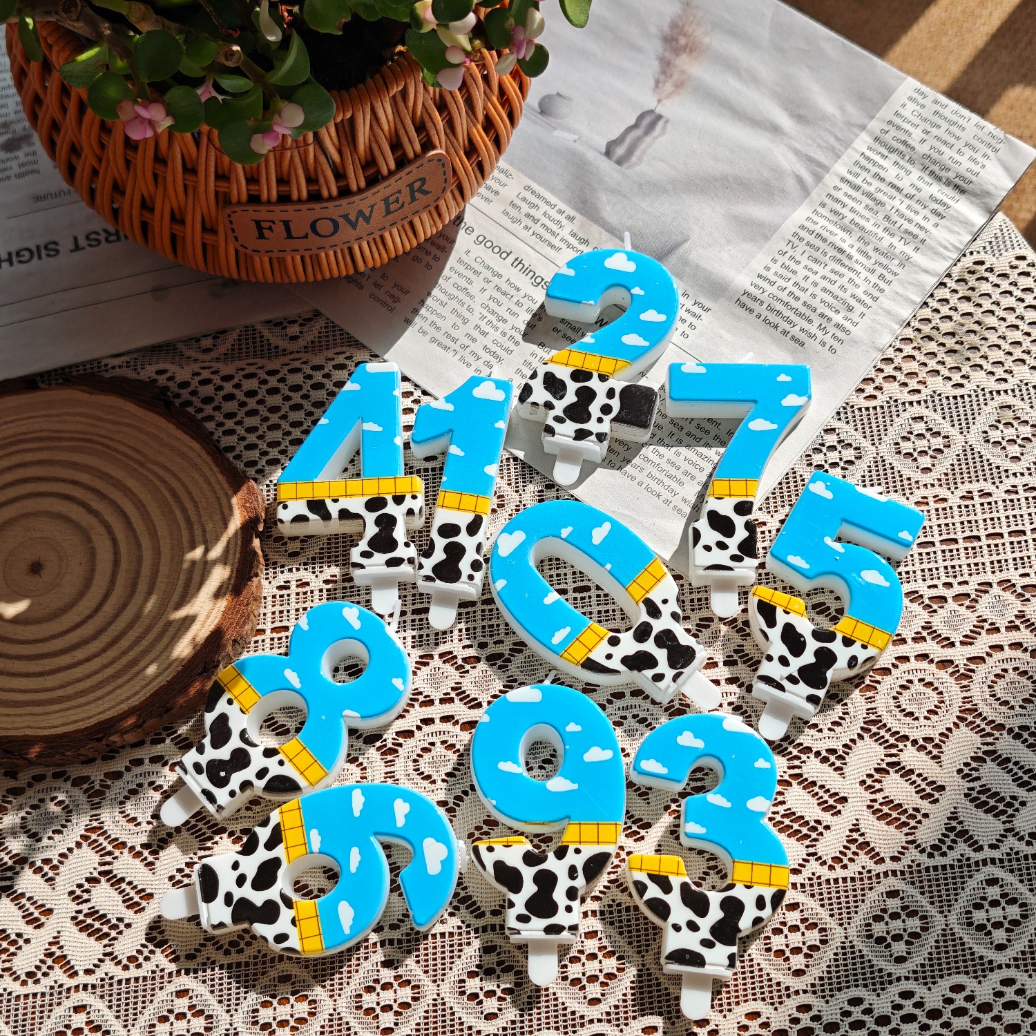 1PC,Number 1-9Blue Sky and Whi - Holiday Candle Set avaliação e preço