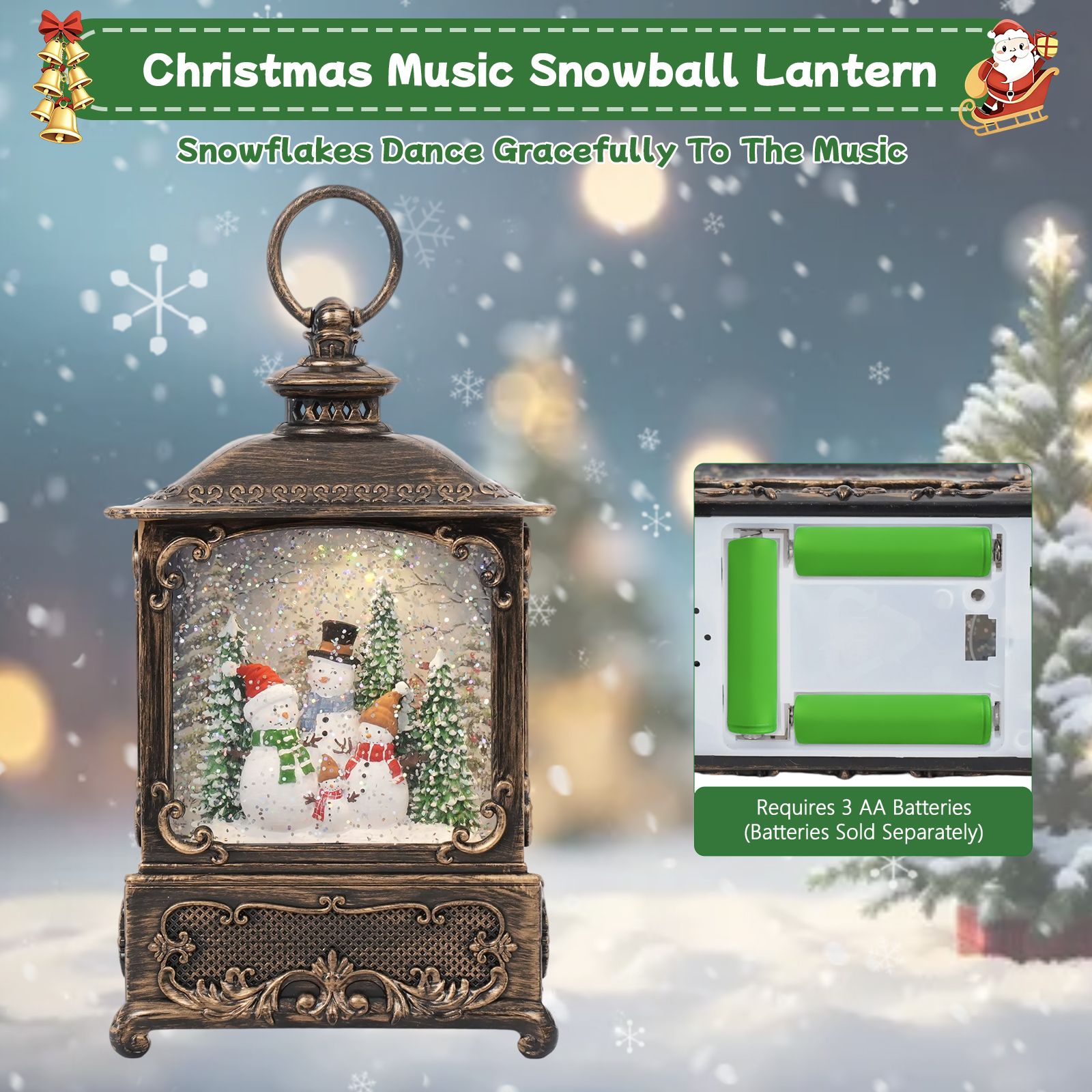 Music Snow Globe Lantern with  - Snow Globe Musical avaliação e preço