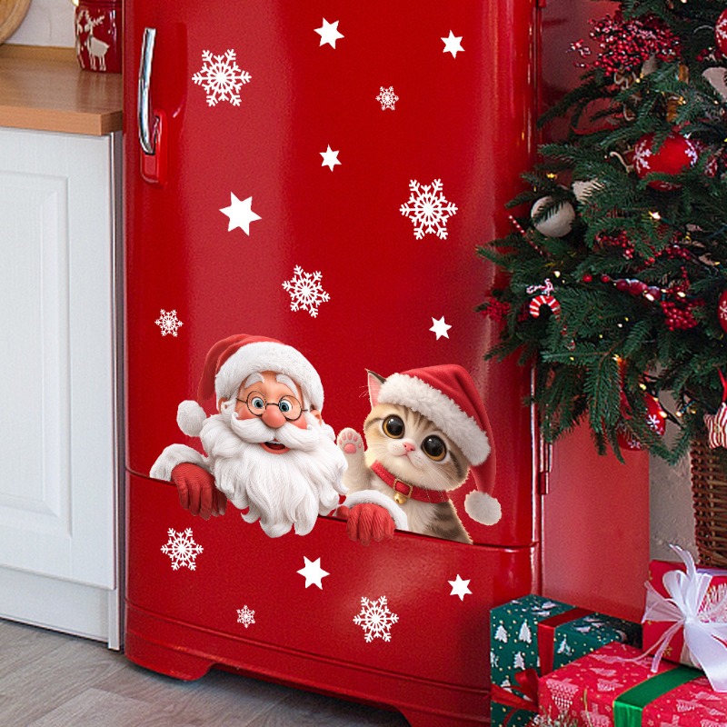Kitten Santa Claus Window Stic - Snowflake Window Decal avaliação e preço