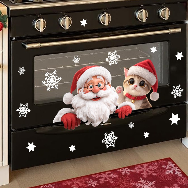 Kitten Santa Claus Window Stic - Snowflake Window Decal avaliação e preço