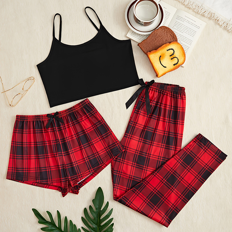 3Pcs Women's Pajama Set Camiso - Christmas Throw Blanket avaliação e preço