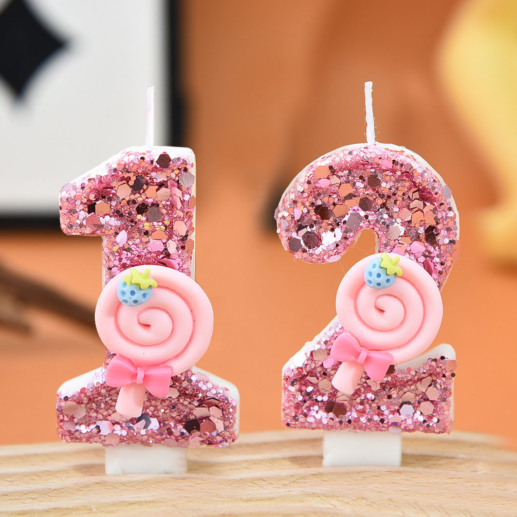 1pc Large 0-9 Numbers Pink Lol - Holiday Candle Set avaliação e preço
