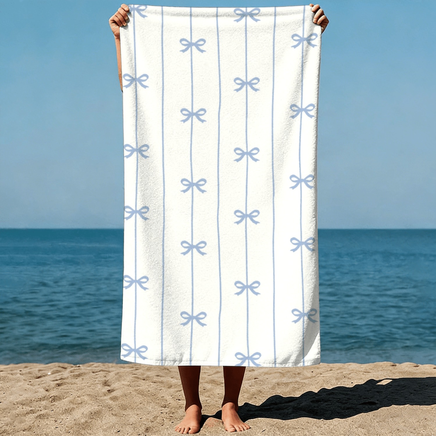 1pc Summer Beach Towel Blue Ri - Ribbon Bow Gift avaliação e preço