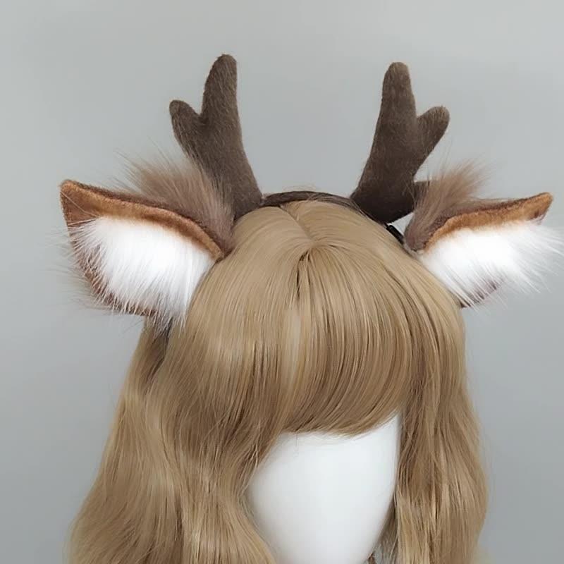 Handmade Animal Fur Antler Hea - Reindeer Antlers Headband avaliação e preço