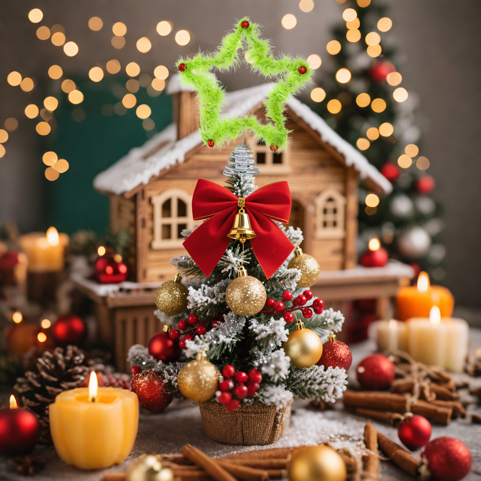 Christmas Fuzzy Grinch Star Tr - Star Tree Topper avaliação e preço