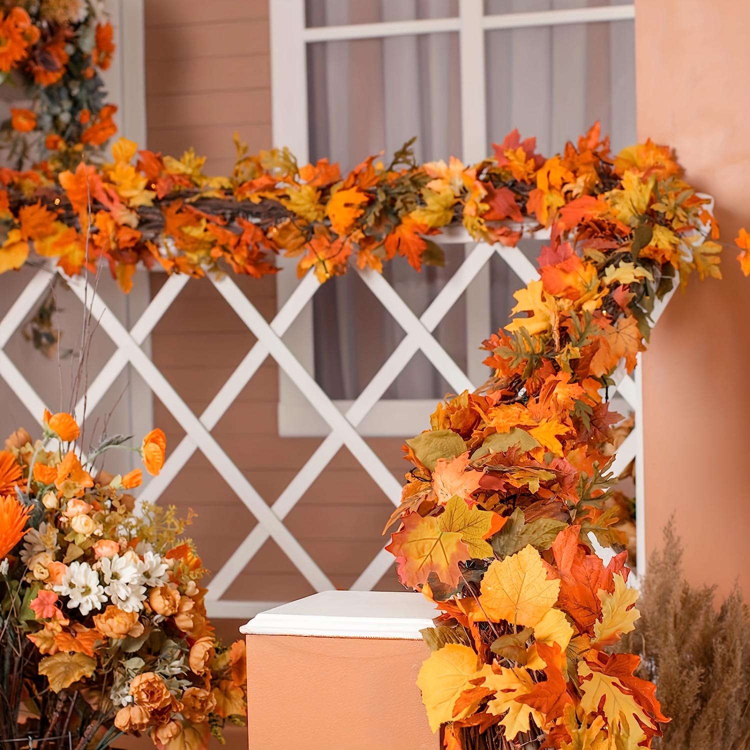 100CM Autumn Artificial Maple  - Christmas Wreath Fake avaliação e preço