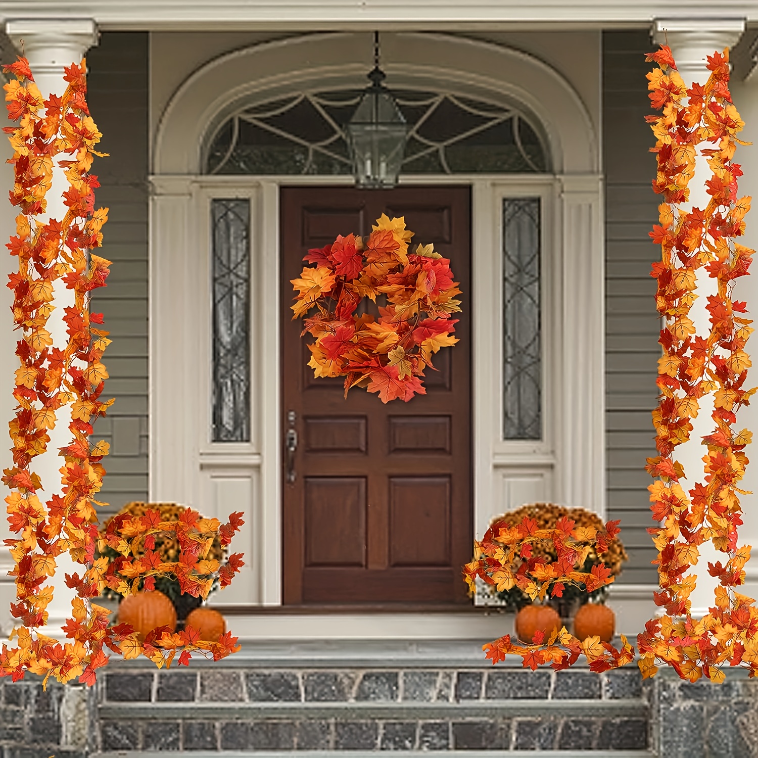 100CM Autumn Artificial Maple  - Christmas Wreath Fake avaliação e preço
