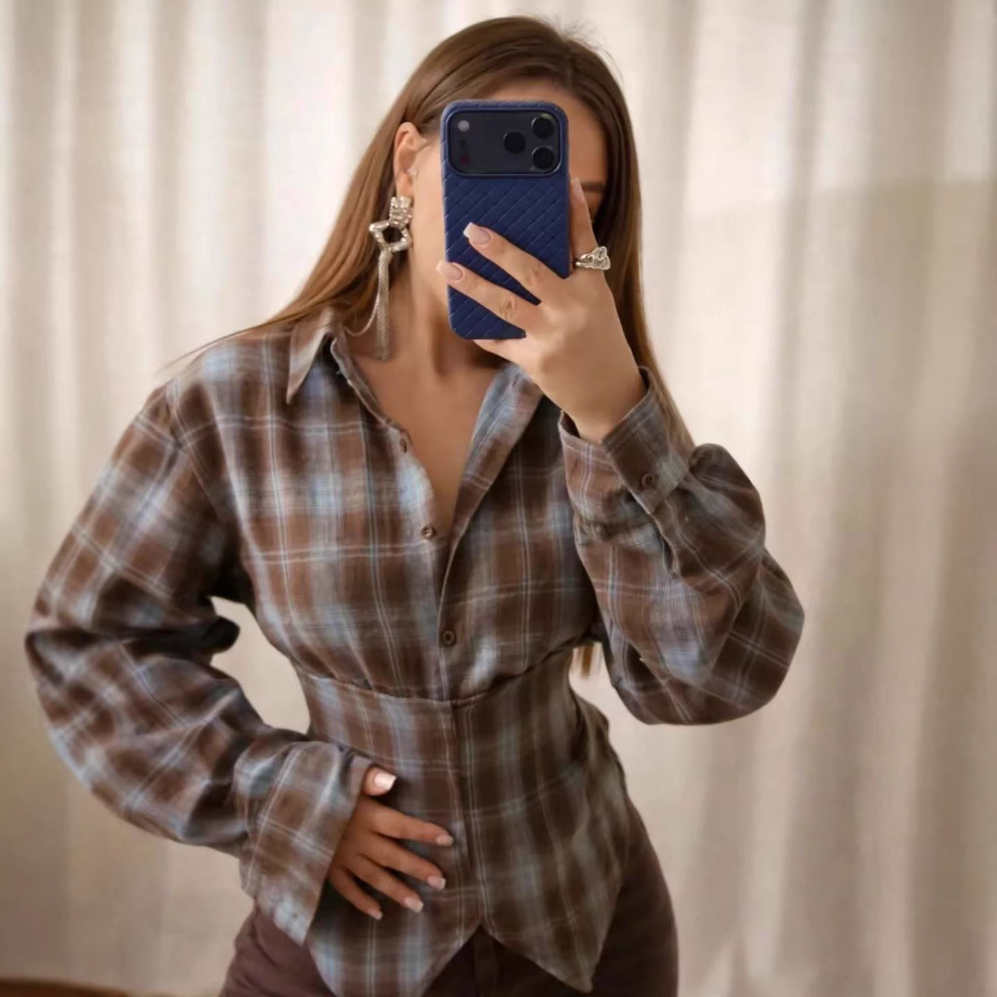 Loose Women's Plaid Blouse Vin - Christmas Throw Blanket avaliação e preço