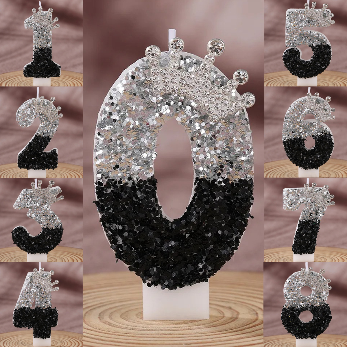 Black Silver Gradient Crown Ha - Holiday Candle Set avaliação e preço