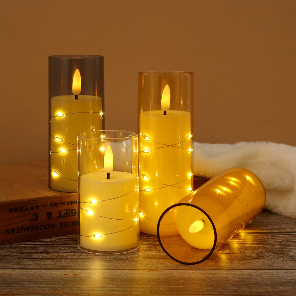 3pcs/set LED Copper Wire Flame - Holiday Candle Set avaliação e preço