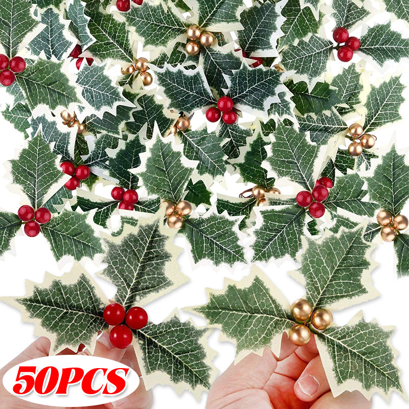5-50pcs Christmas Holly Berrie - Christmas Wreath Fake avaliação e preço