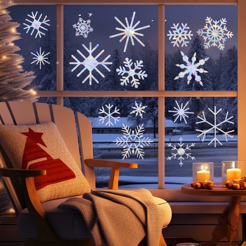 Xmas Snowflake Pattern Rainbow - Snowflake Window Decal avaliação e preço