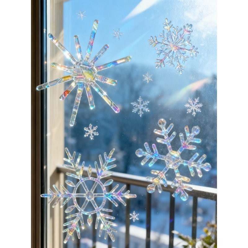 Xmas Snowflake Pattern Rainbow - Snowflake Window Decal avaliação e preço